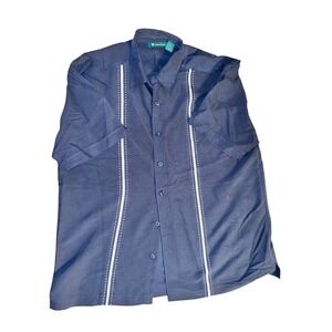 Cubavera Men's Black Guayabera Short Sleeve Button-Down Shirt Size L